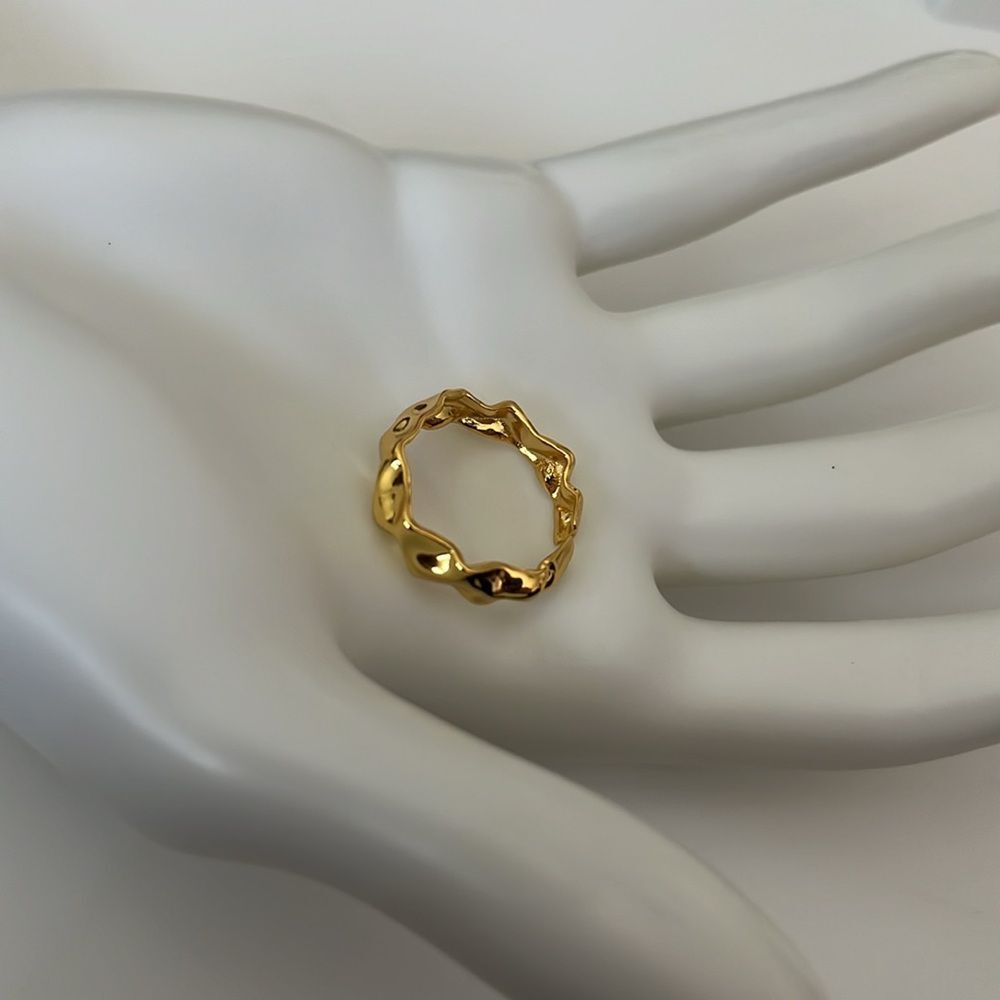 18k gold over sterling silver wrinkle ring , adjustable modern gold ring